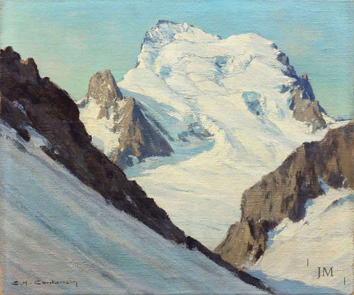 The Barre des Ecrins seen from above the Glacier Blanc,Massif des Ecrins, France